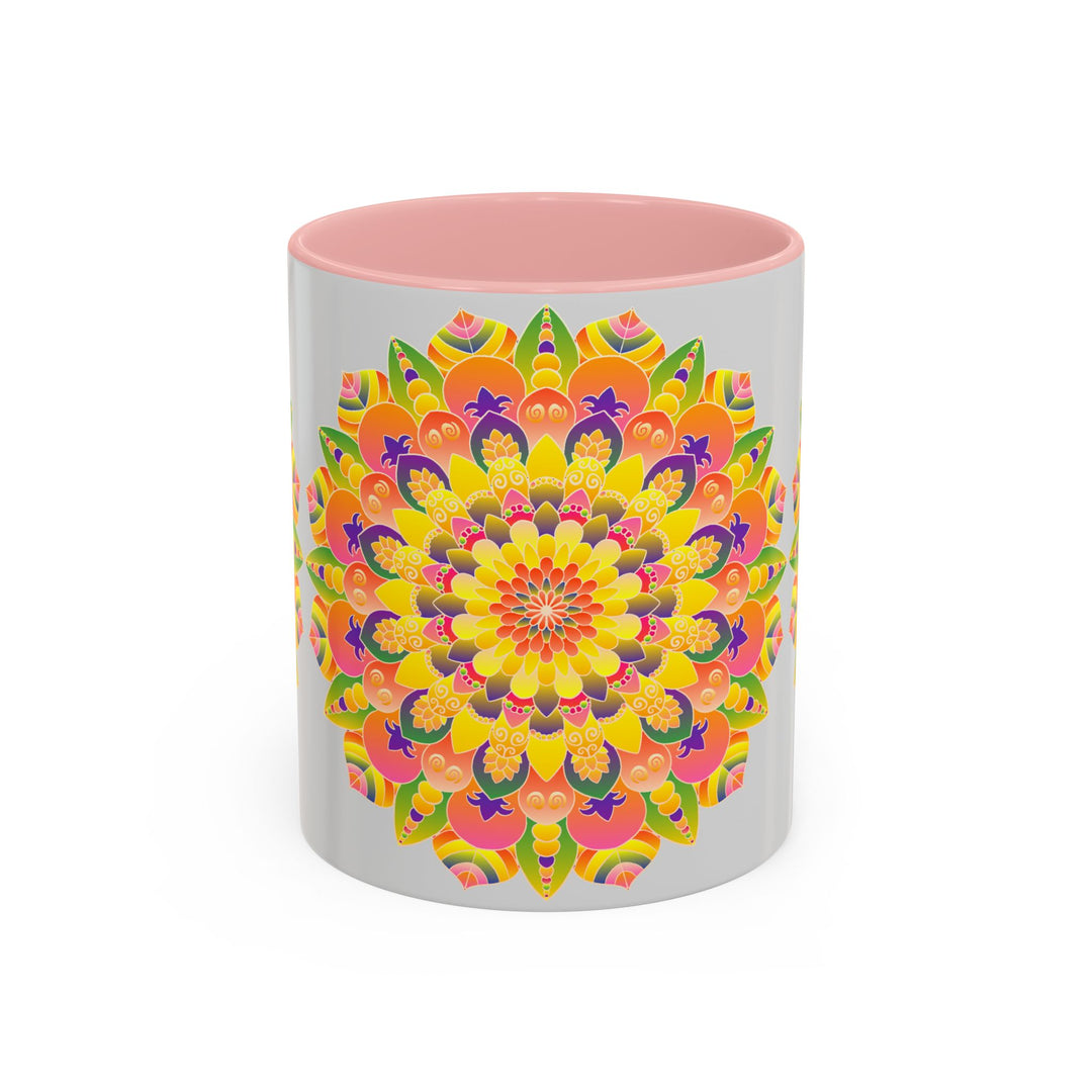 Handcrafted mandala mug featuring intricate and colorful design