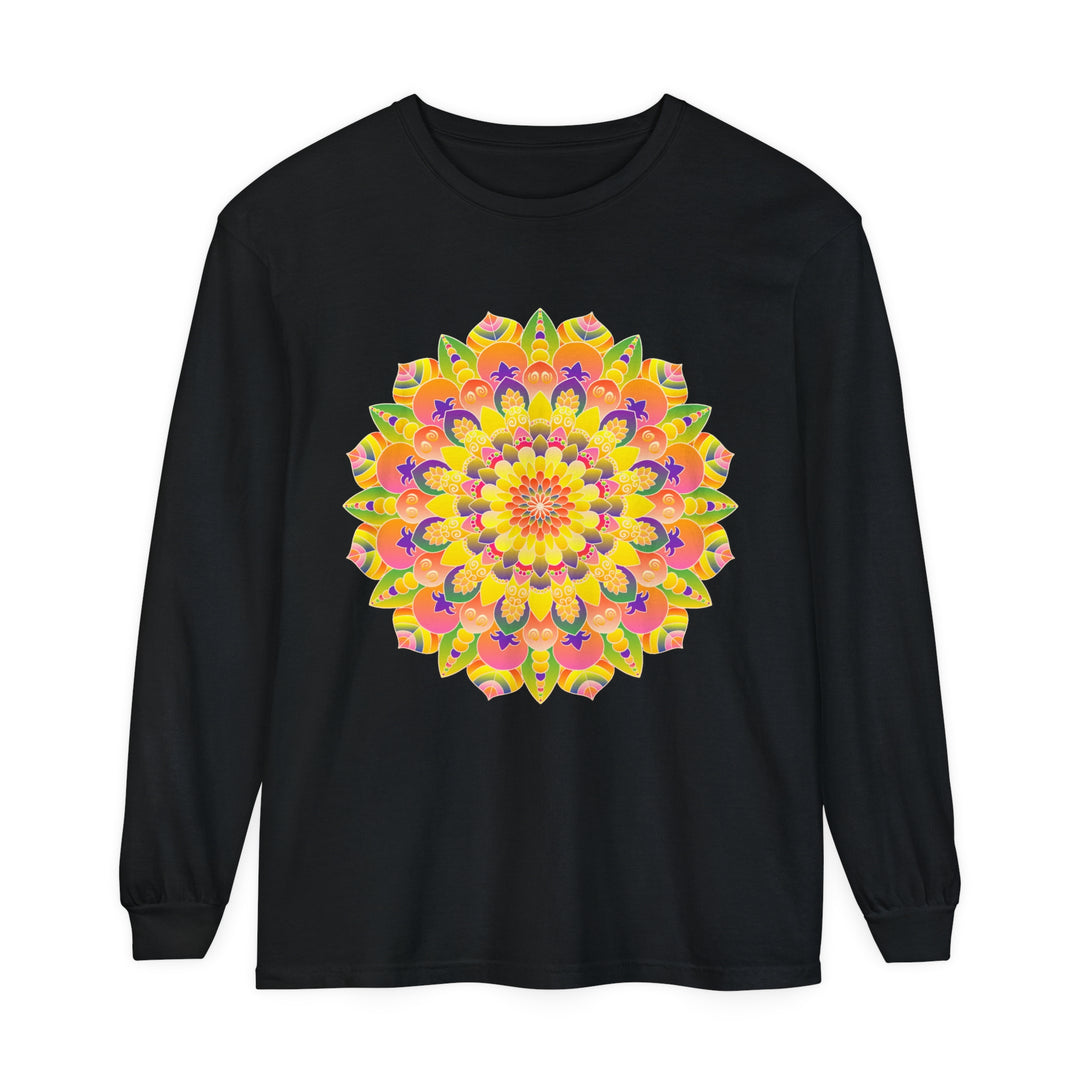 Colorful and intricate mandala design long sleeve t-shirt for men and women