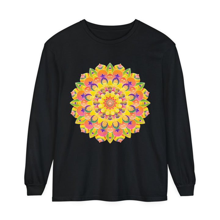 Colorful and intricate mandala design long sleeve t-shirt for men and women