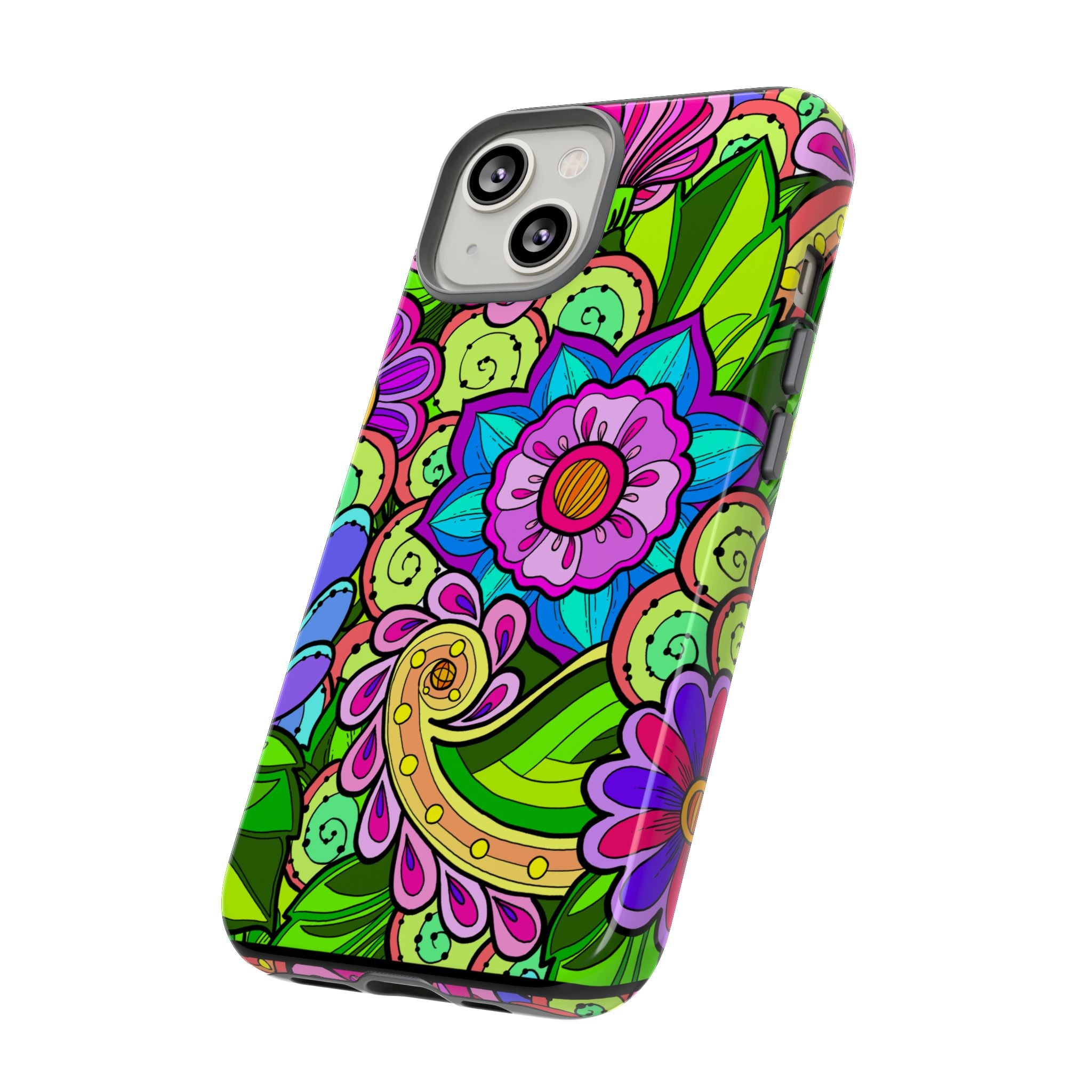 Floral Fantasy iPhone and Google Pixel Case in Bright Green Palette
