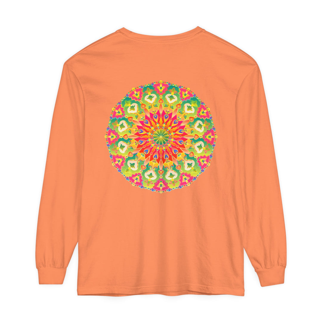 Intricate Mandala Long Sleeve T-Shirt - Vibrant Art, detailed design, colorful patterns, unique fashion piece