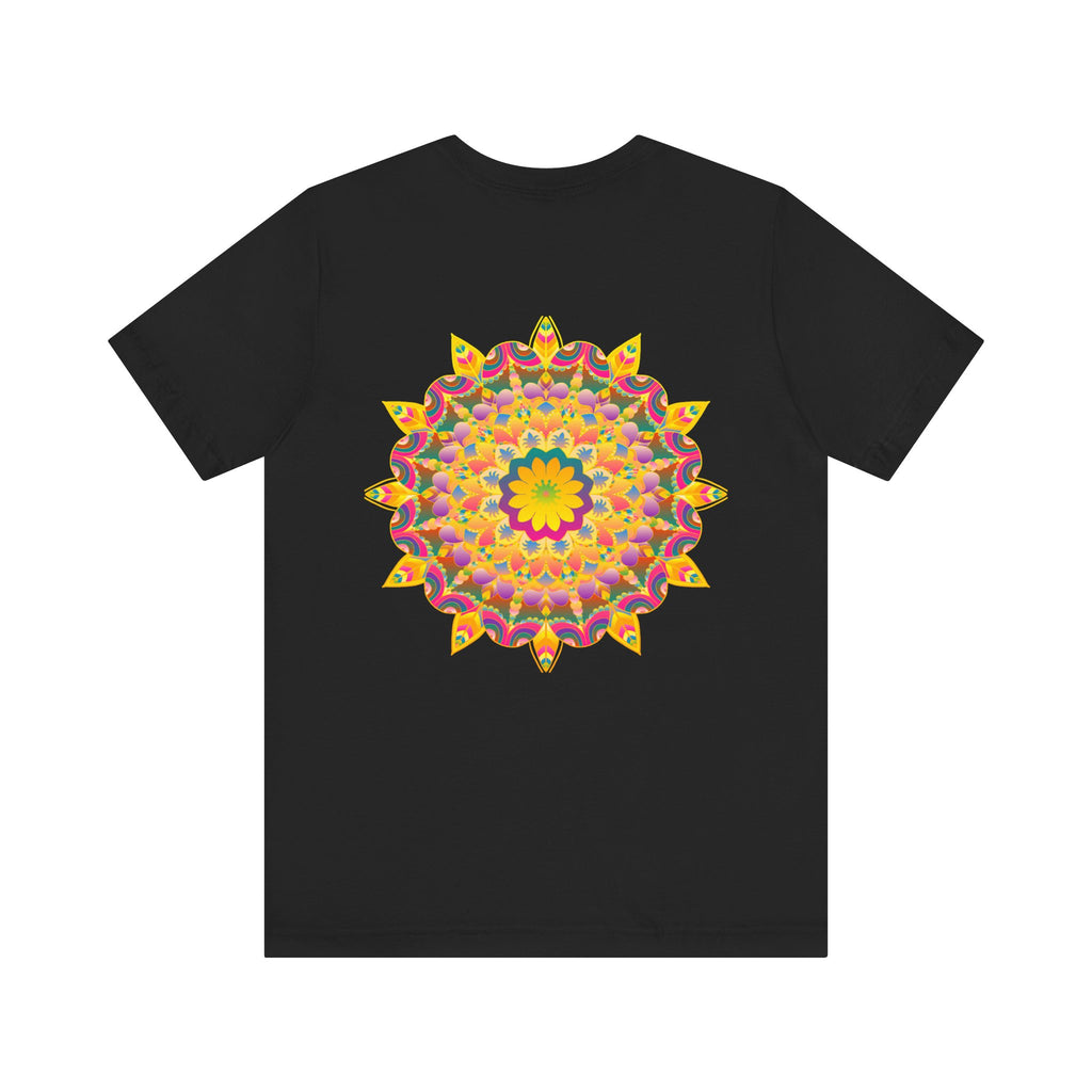 Vibrant Mandala Tee in shades of blue and purple, featuring intricate patterns symbolizing peace and harmony, perfect for adding a pop of color to your wardrobe