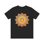 Vibrant Mandala Tee in shades of blue and purple, featuring intricate patterns symbolizing peace and harmony, perfect for adding a pop of color to your wardrobe