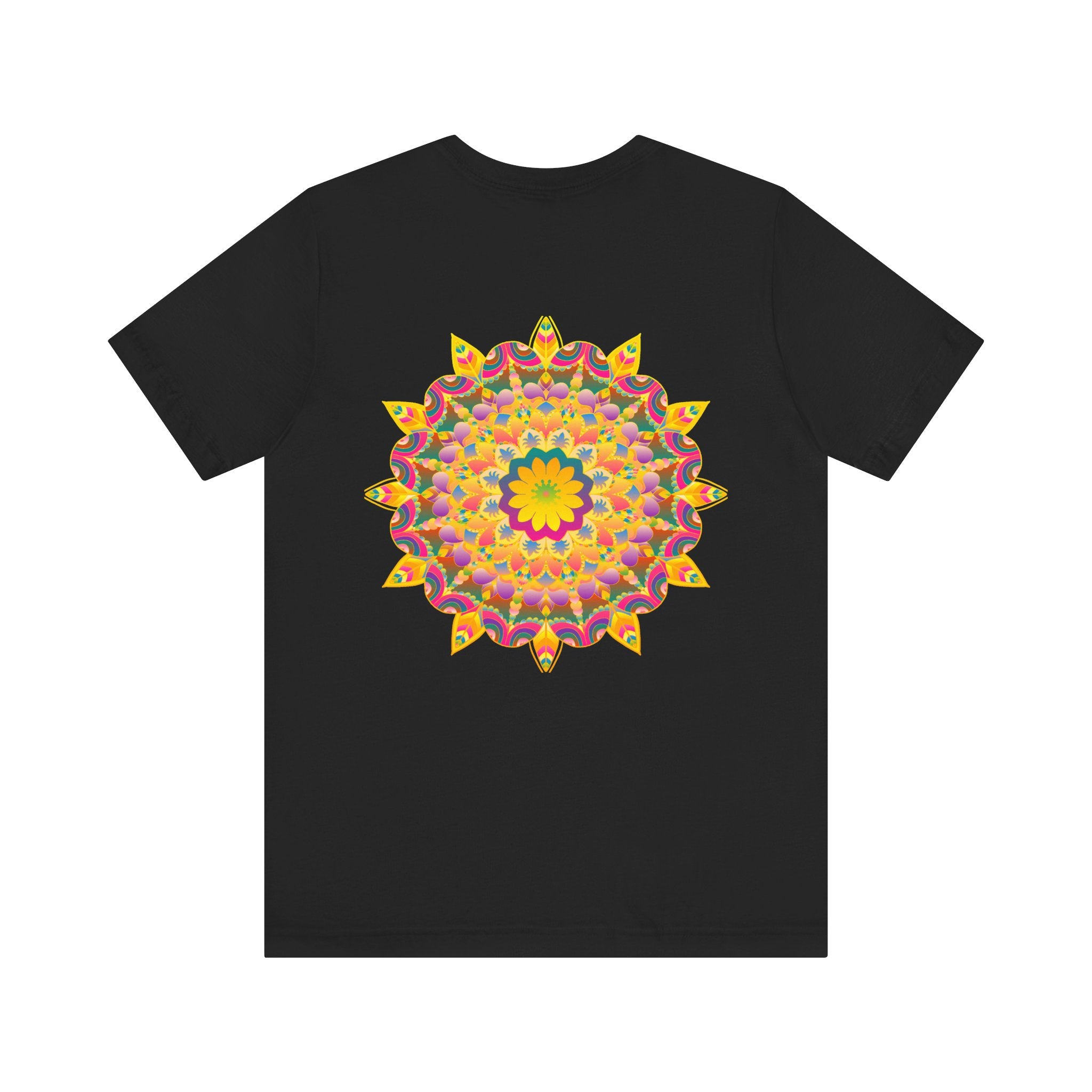 Vibrant Mandala Tee in shades of blue and purple, featuring intricate patterns symbolizing peace and harmony, perfect for adding a pop of color to your wardrobe