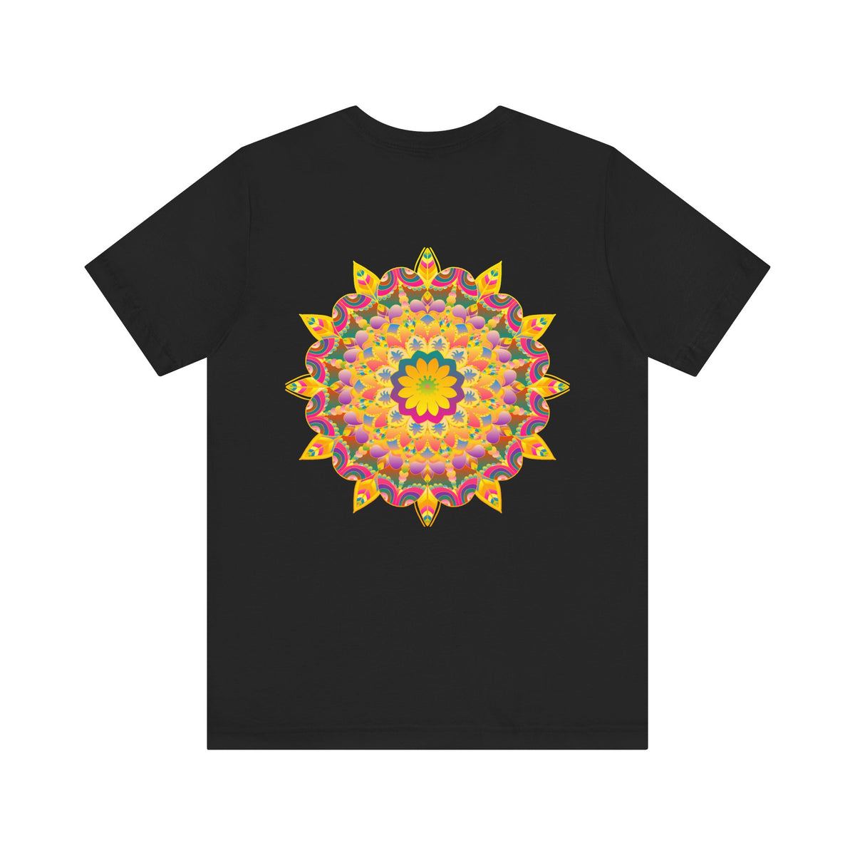Vibrant Mandala Tee in shades of blue and purple, featuring intricate patterns symbolizing peace and harmony, perfect for adding a pop of color to your wardrobe