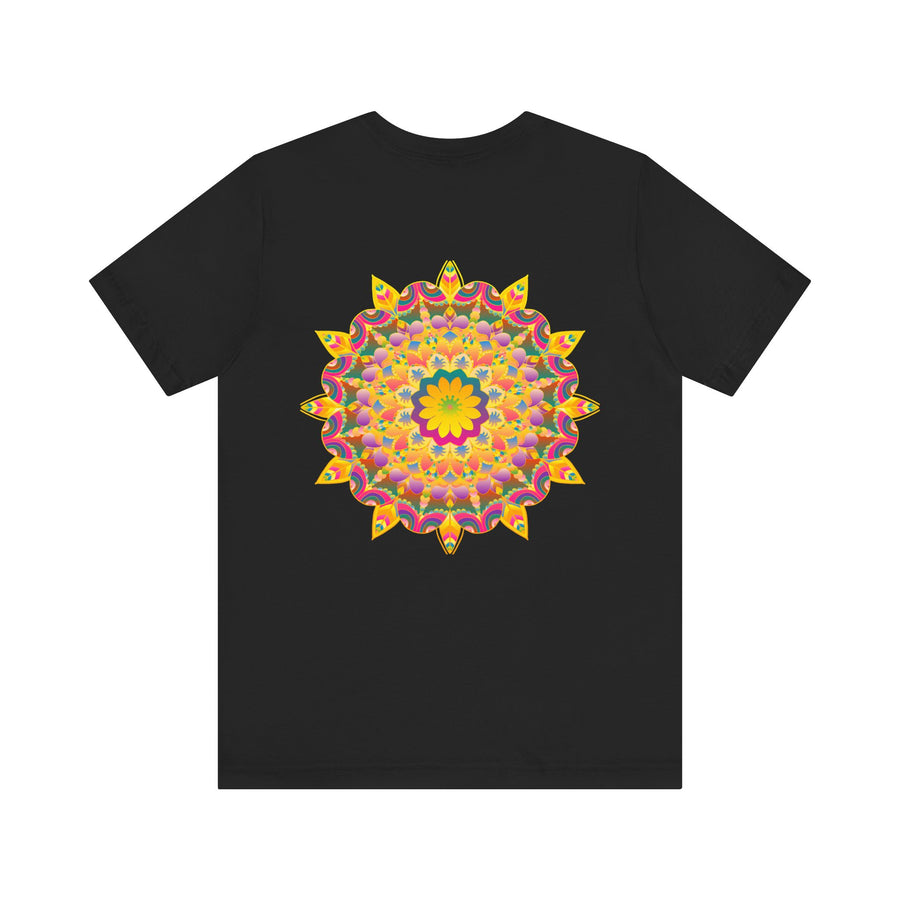 Vibrant Mandala Tee in shades of blue and purple, featuring intricate patterns symbolizing peace and harmony, perfect for adding a pop of color to your wardrobe