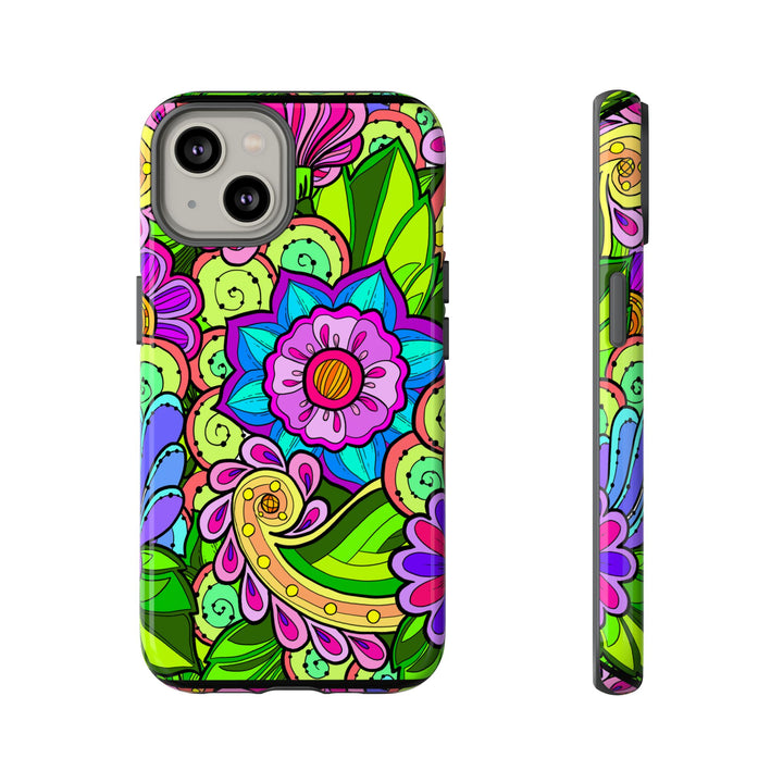 Floral Fantasy iPhone and Google Pixel Case in Bright Green Palette