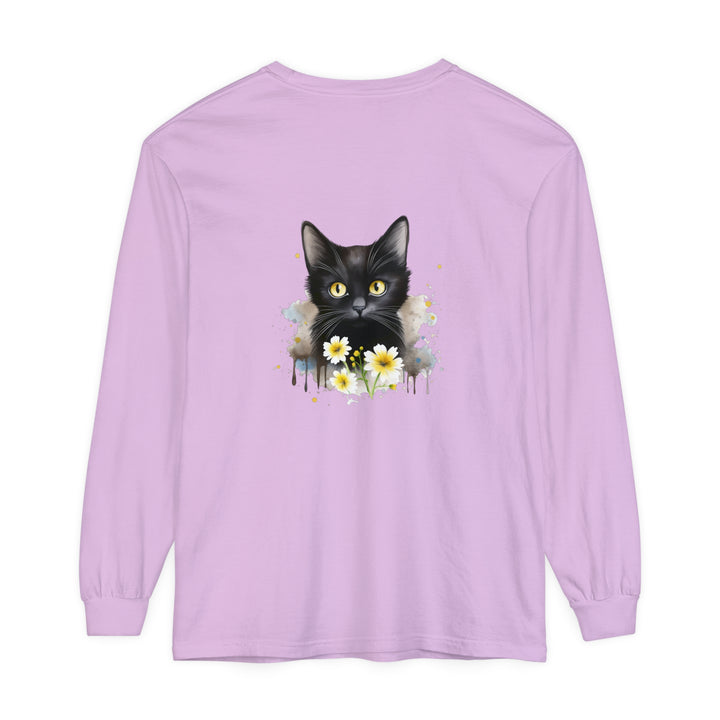 Black Cat Watercolor Floral Unisex T-Shirt featuring a stylish and vibrant design