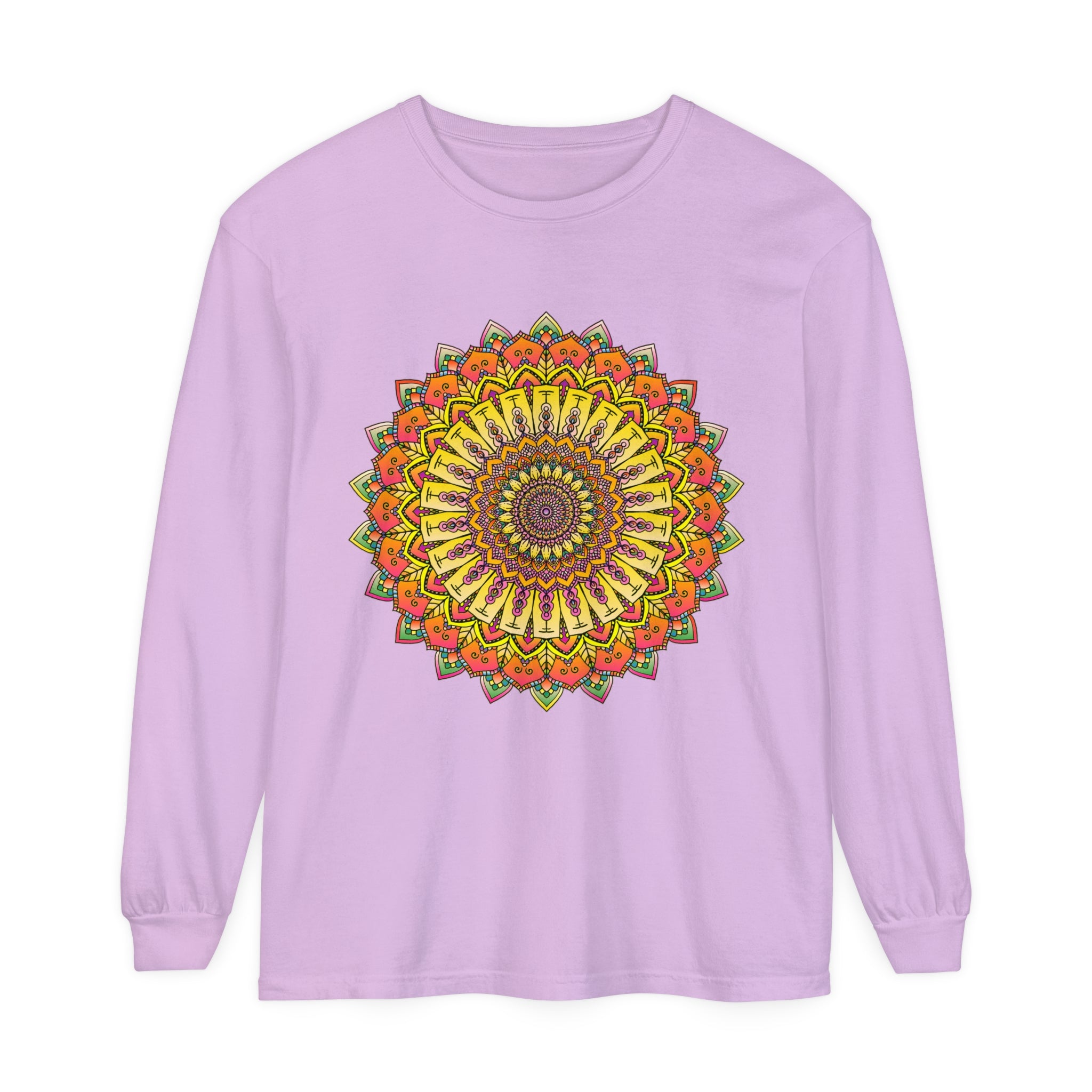  Intricate Mandala Design Long Sleeve Tee in Unisex Sizing