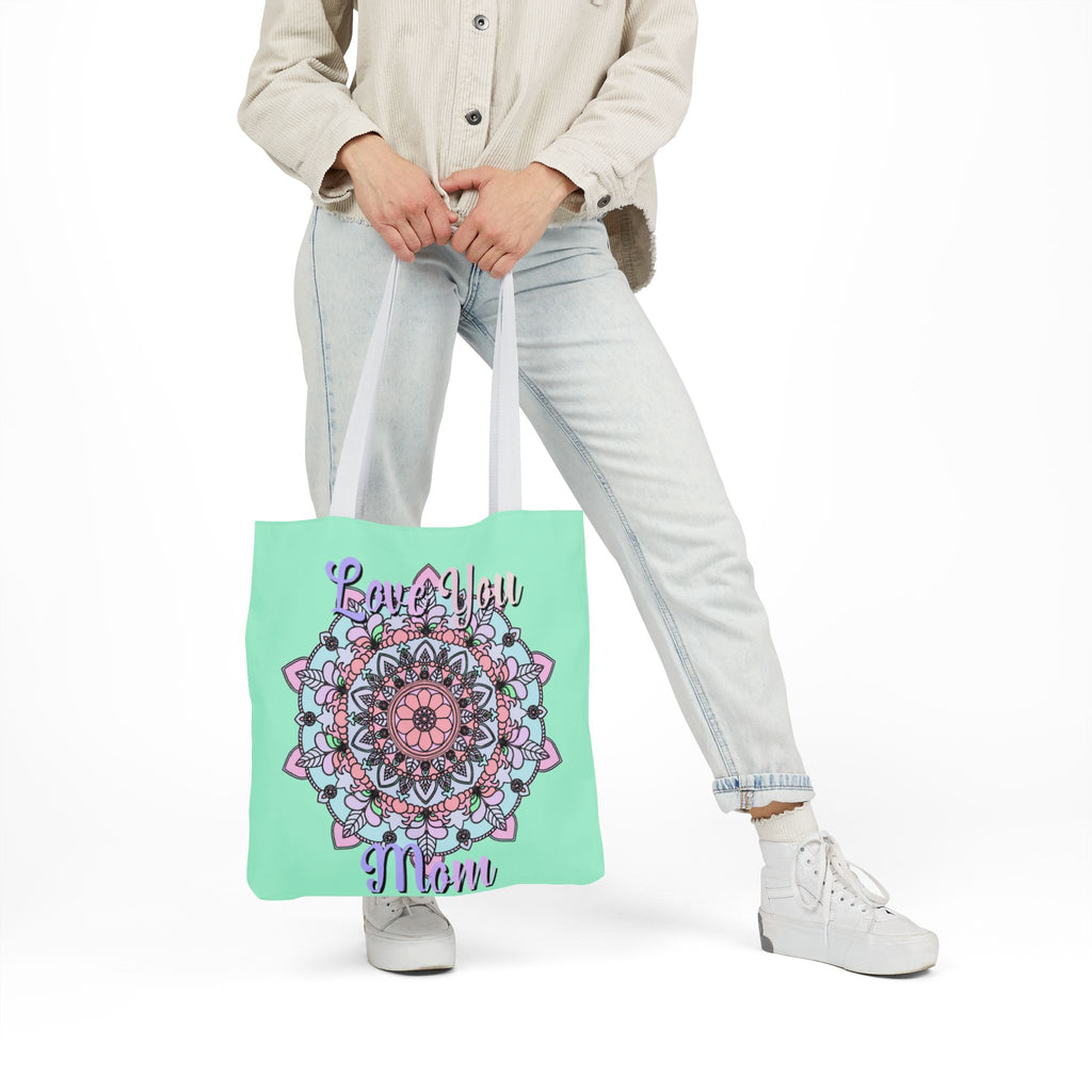 Mandala 'Love You Mom' Canvas Tote — Floral Mother's Day Gift Bag