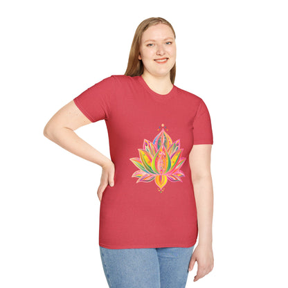 Lotus Mandala Unisex T-Shirt featuring a hand-drawn unique design by Blululi