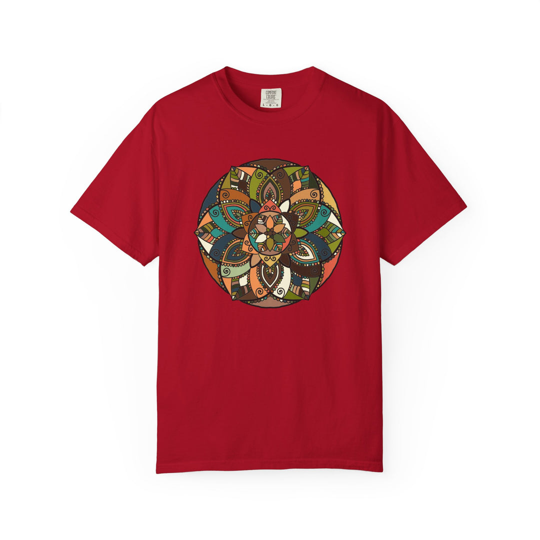 Mandala Earth Flora T-Shirt — Earthy Tones Geometric Art Tee