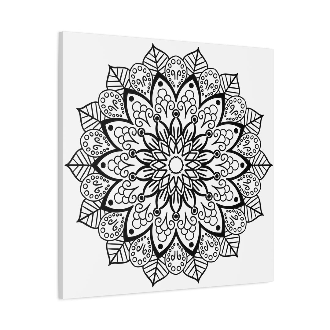 Handmade black and white mandala art with 125 thickness