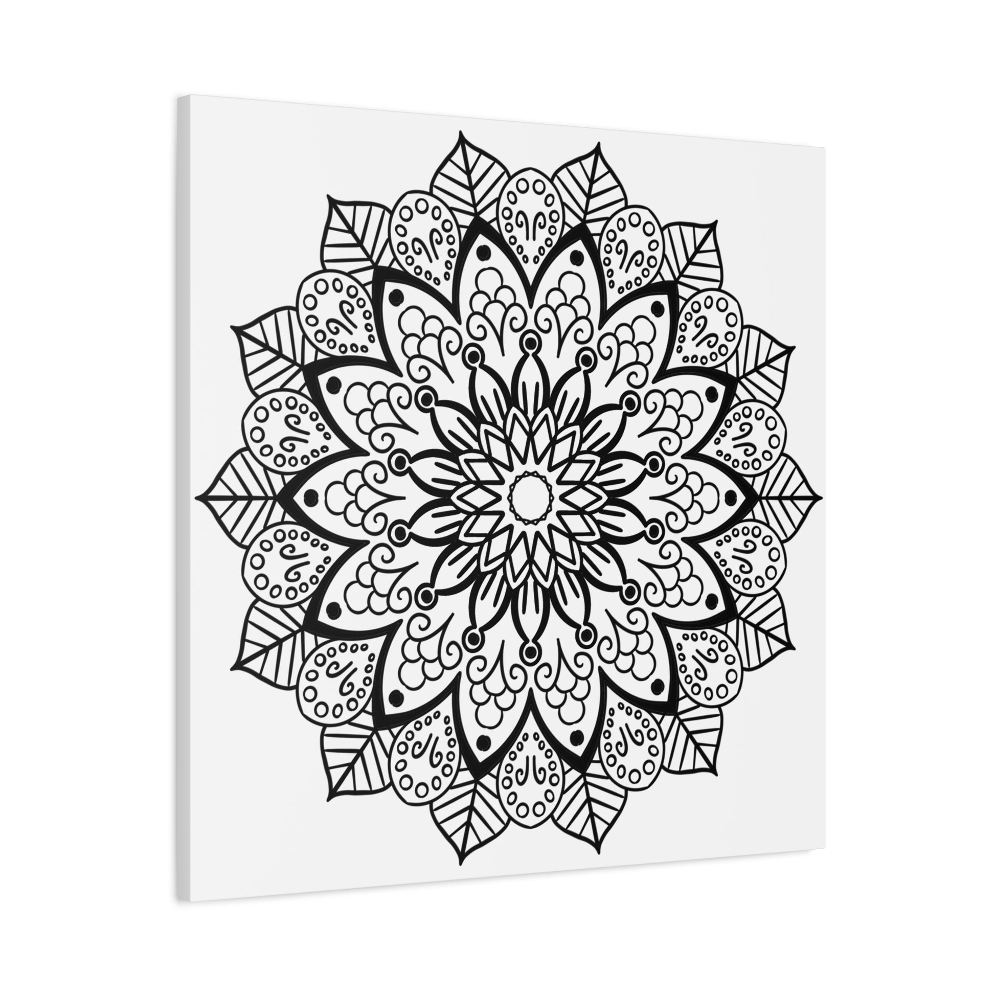 Handmade black and white mandala art with 125 thickness