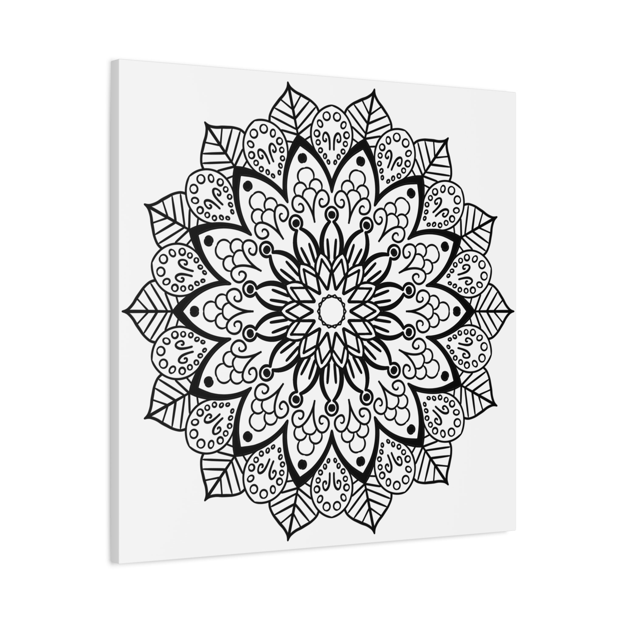 Handmade black and white mandala art with 125 thickness