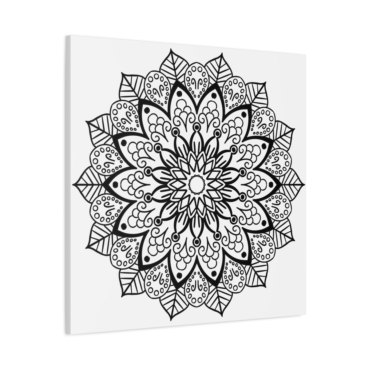 Handmade black and white mandala art with 125 thickness