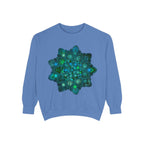 Beautiful blue and green mandala sweatshirt, featuring intricate and ornate design