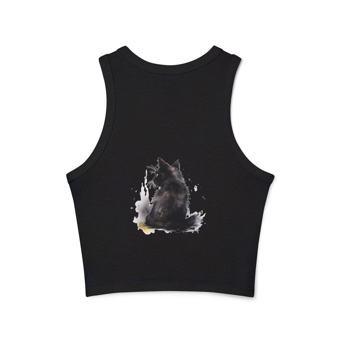  Black Cat Watercolor Racerback Tank Top with racerback style