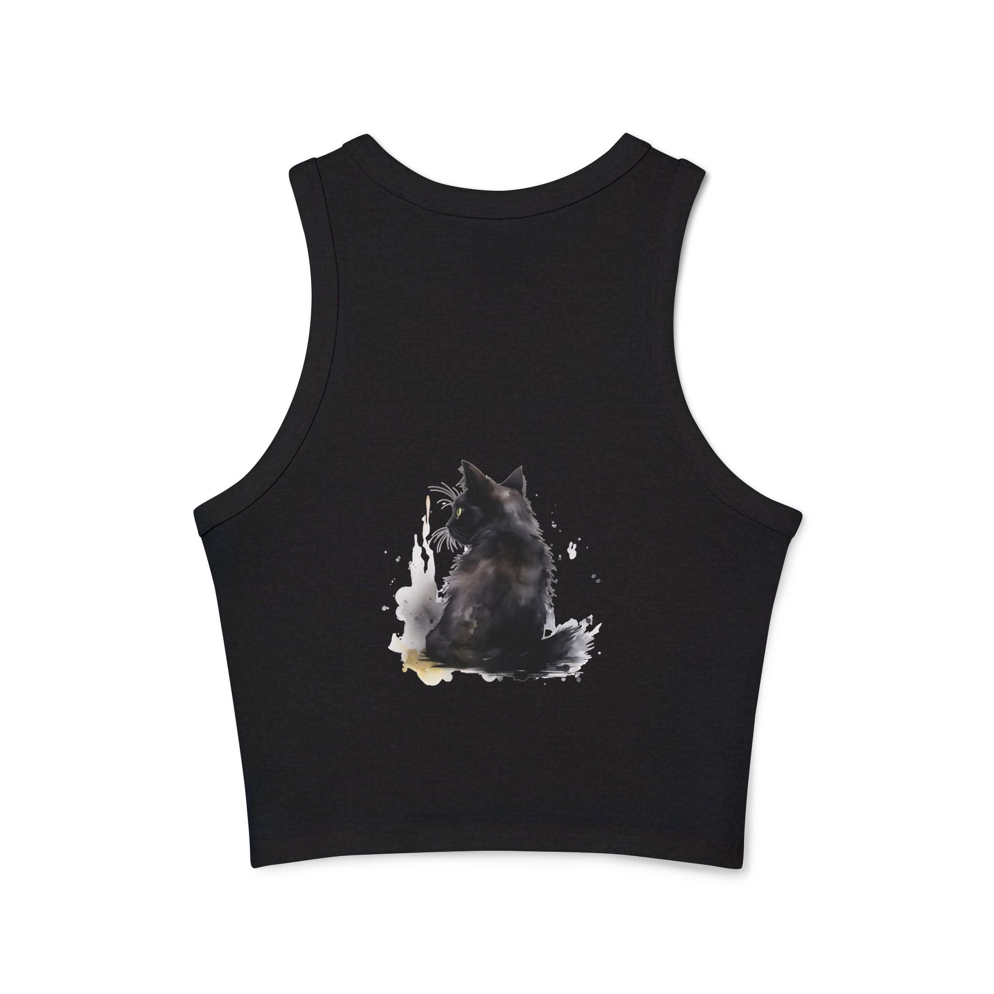  Black Cat Watercolor Racerback Tank Top with racerback style