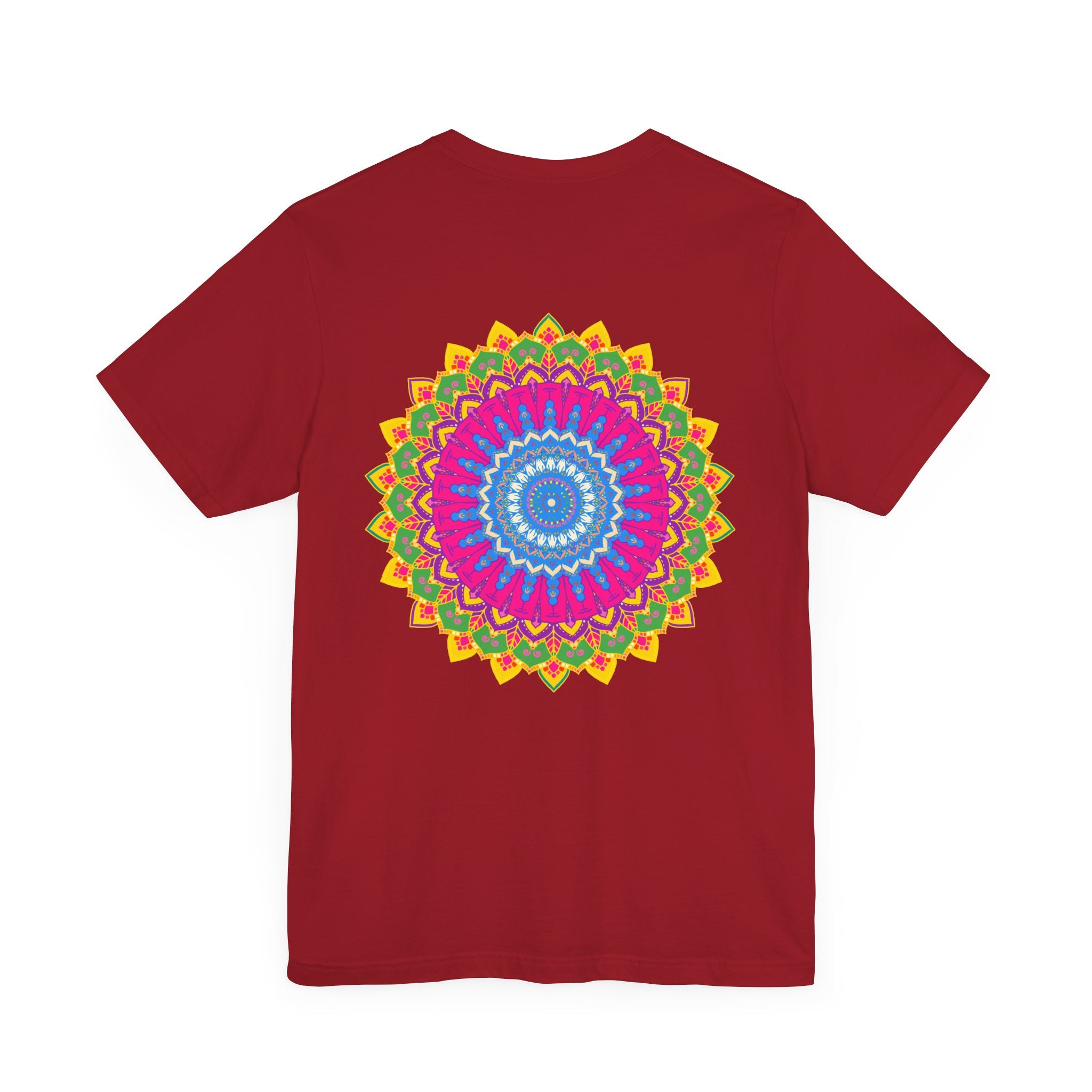 Colorful and intricate mandala design T-shirt promoting spiritual peace and positivity