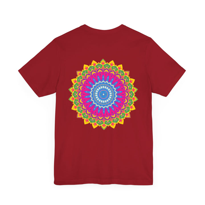 Colorful and intricate mandala design T-shirt promoting spiritual peace and positivity