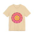 Vibrant Mandala T-Shirt - A colorful and symmetrical design featuring a variety of bright, eye-catching hues in a circular pattern on a comfortable and stylish t-shirt