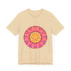 Vibrant Mandala T-Shirt - A colorful and symmetrical design featuring a variety of bright, eye-catching hues in a circular pattern on a comfortable and stylish t-shirt