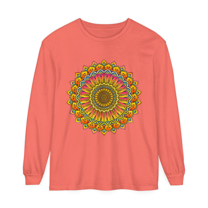 Colorful and intricate mandala design long sleeve t-shirt for all genders