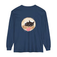 Adorable sleeping kitten graphic on a cozy bedtime unisex t-shirt