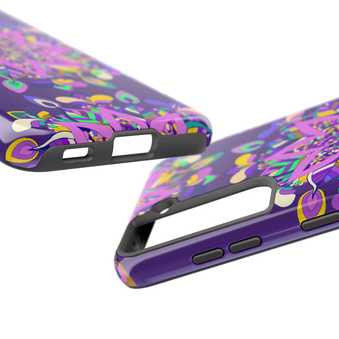 Hand drawn purple Mandala Art phone case for iPhone X/XS, a unique and stylish accessory