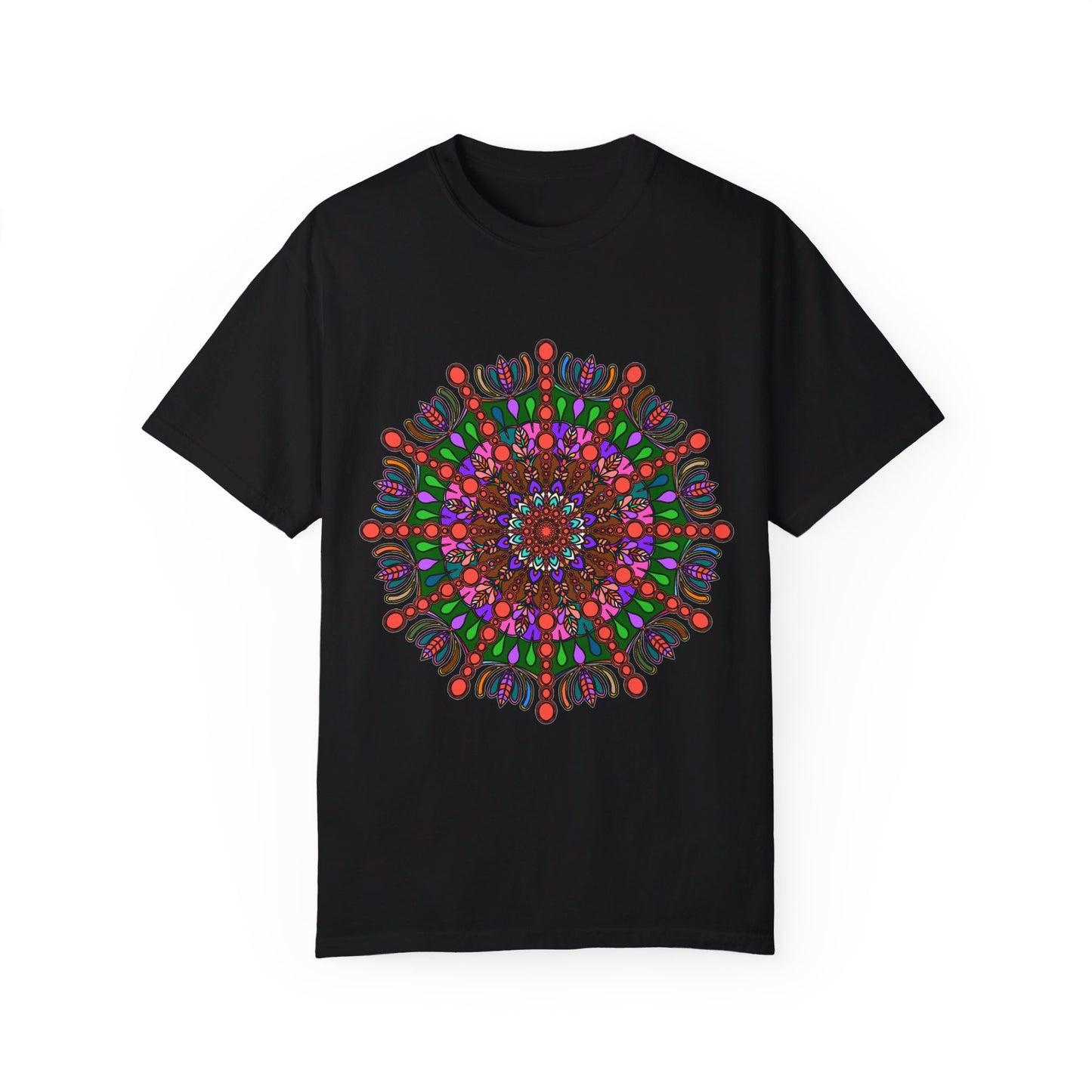 Unisex Mandala T-Shirt in 100% Ring-Spun Cotton, Hand-Drawn Mandala Art