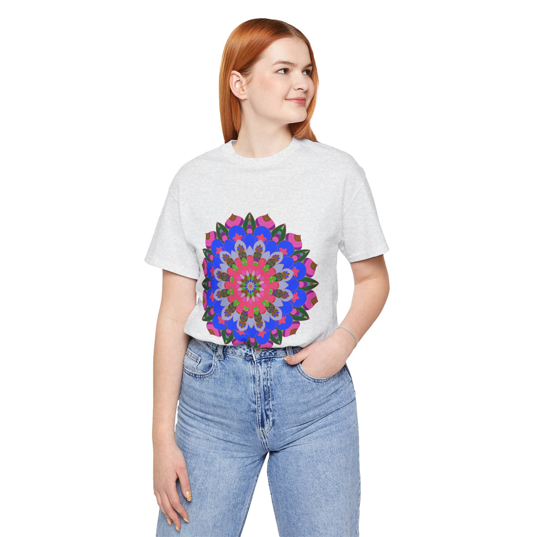 Colorful Mandala Geometric T-Shirt featuring intricate patterns and vibrant colors