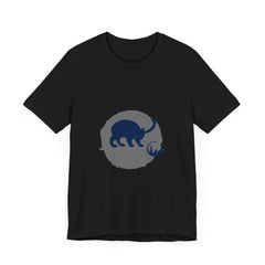 A black cat mystery t-shirt featuring a playful silhouette design