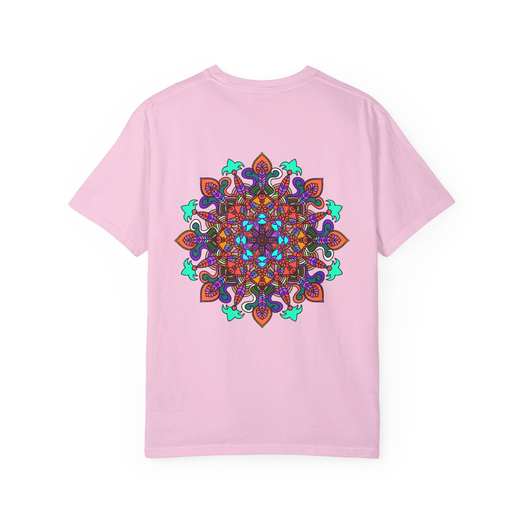 Unisex Mandala T-Shirt made from 100% Ring-Spun Cotton, featuring Hand-Drawn Mandala Art and Garment-Dyed for Extra Comfort