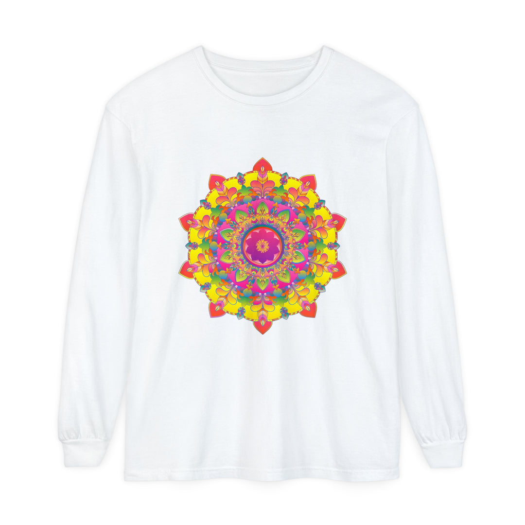 Colorful and intricate mandala design long sleeve t-shirt for vibrant style