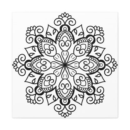 Beautiful Handmade Black & White Mandala Art on Stretched Canvas