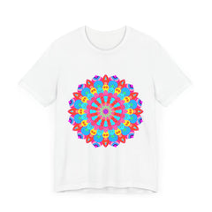 A vibrant and intricate mandala design T-shirt with psychedelic art