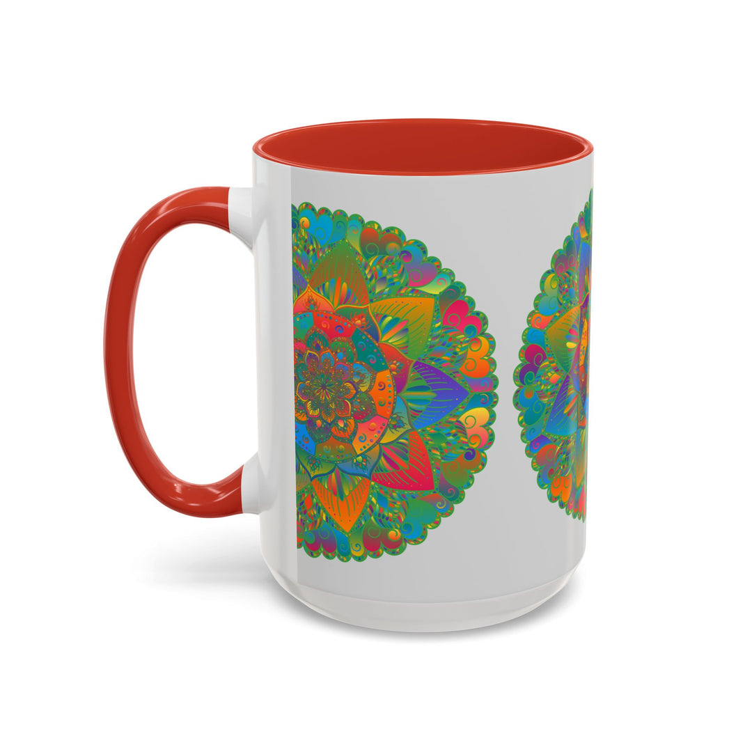 Colorful ceramic mug featuring a vibrant mandala floral design, perfect for enjoying your favorite hot beverages in style