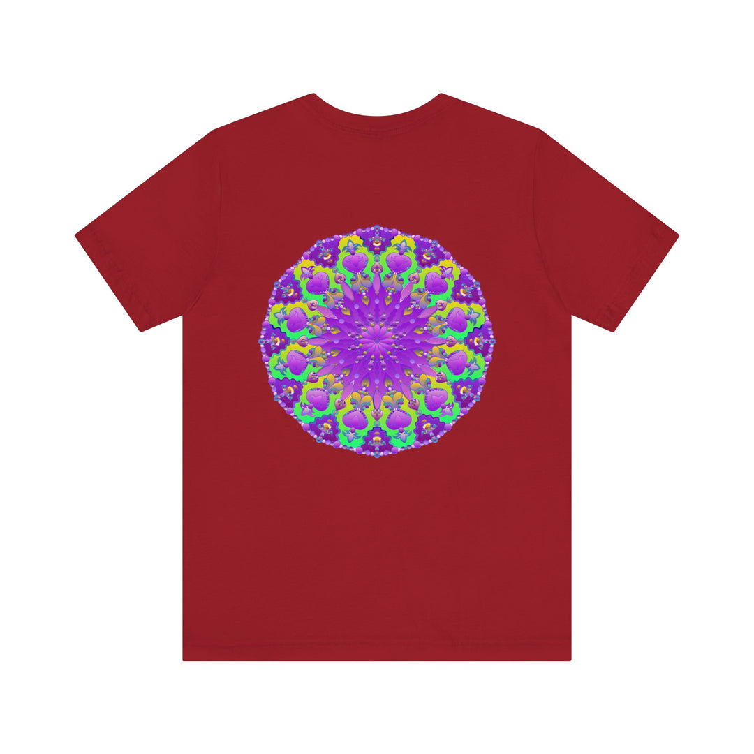 Vibrant purple mandala tee with intricate design representing spiritual peace and harmony, perfect for meditation and mindfulness practices