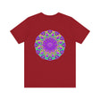 Vibrant purple mandala tee with intricate design representing spiritual peace and harmony, perfect for meditation and mindfulness practices