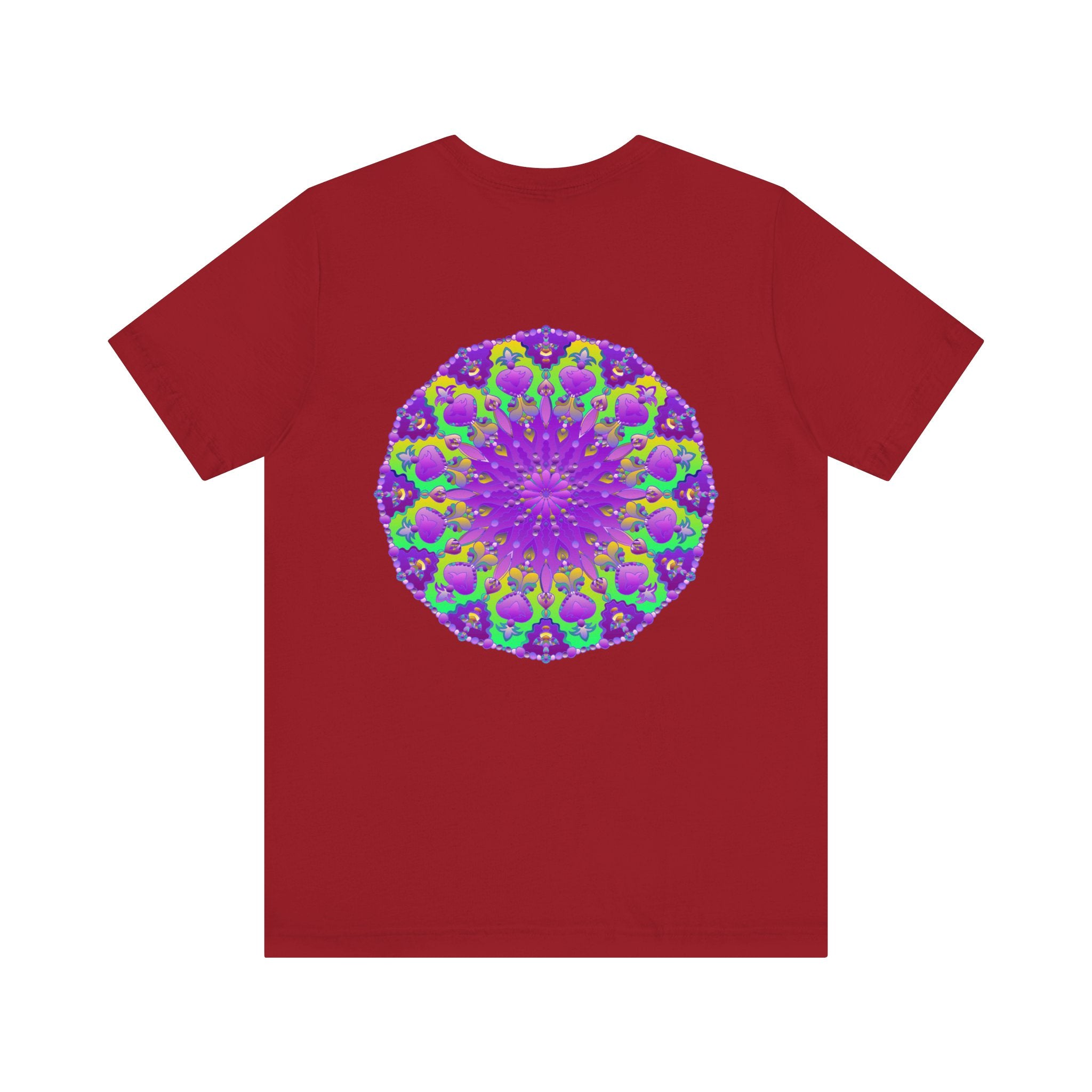 Vibrant purple mandala tee with intricate design representing spiritual peace and harmony, perfect for meditation and mindfulness practices