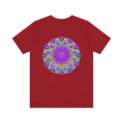 Vibrant purple mandala tee with intricate design representing spiritual peace and harmony, perfect for meditation and mindfulness practices