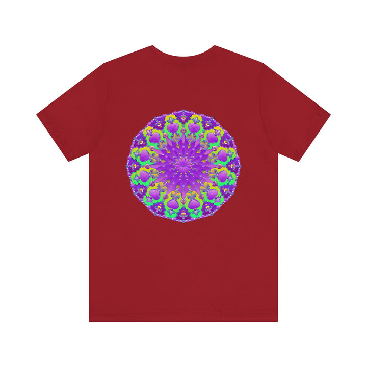 Vibrant purple mandala tee with intricate design representing spiritual peace and harmony, perfect for meditation and mindfulness practices