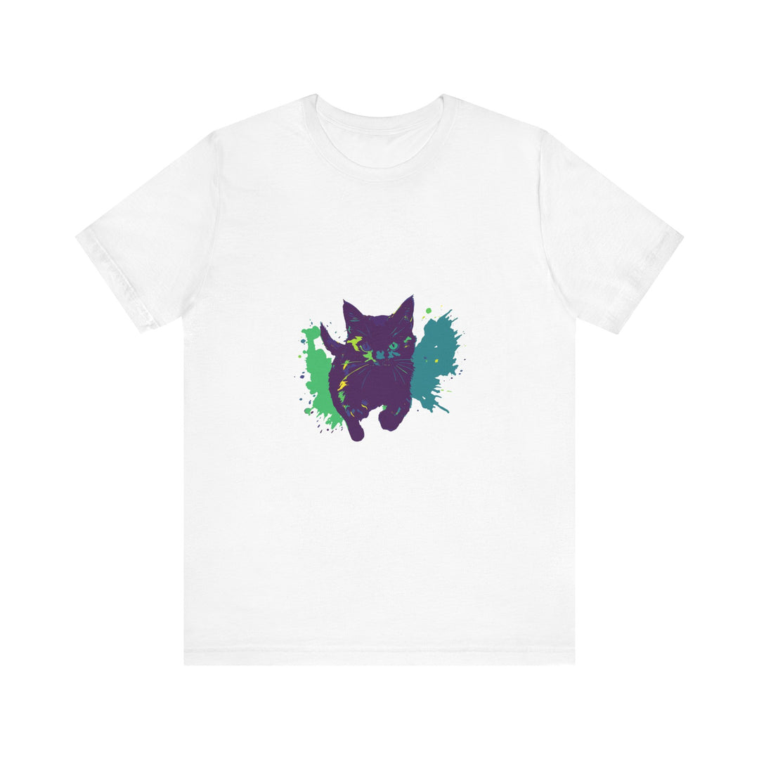 Black Cat Mystery - Colorful Splash T-Shirt featuring a vibrant design