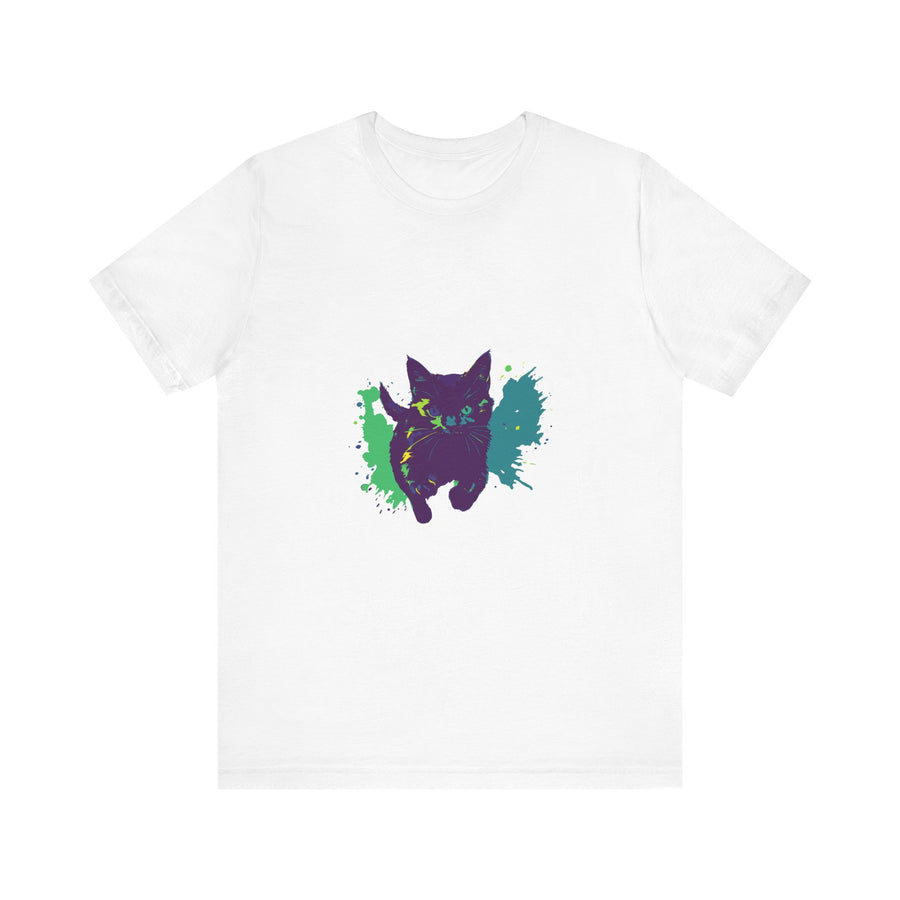 Black Cat Mystery - Colorful Splash T-Shirt featuring a vibrant design