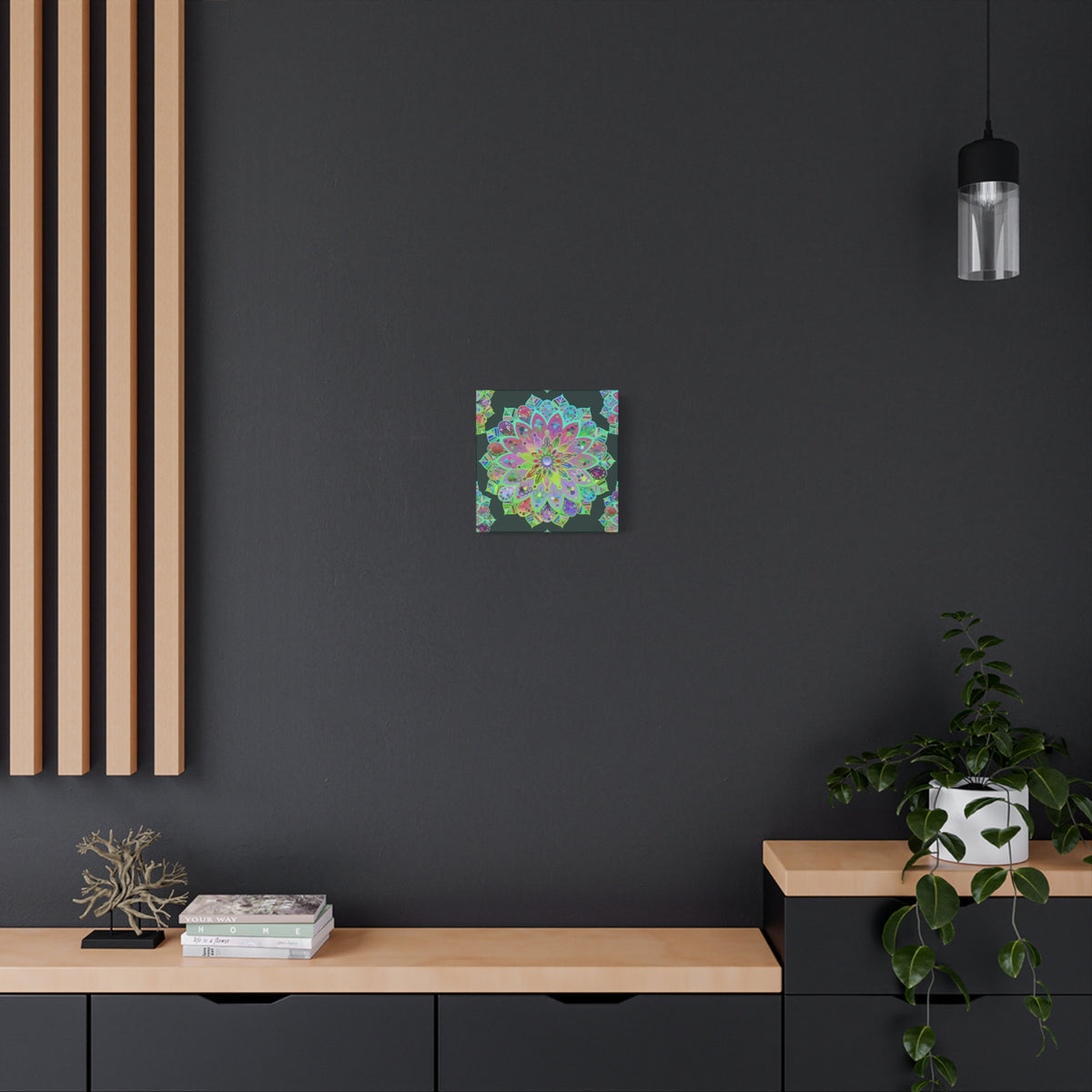 Vibrant Mandala Matte Canvas Wall Art — Colorful Floral Boho Stretched Print