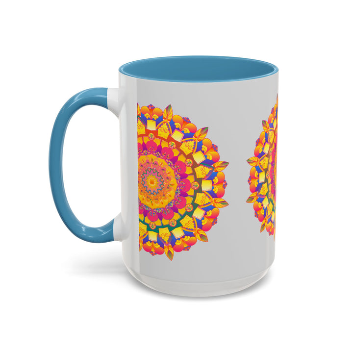 Eye-catching Mandala Art Mug with Vibrant Colors on Grey