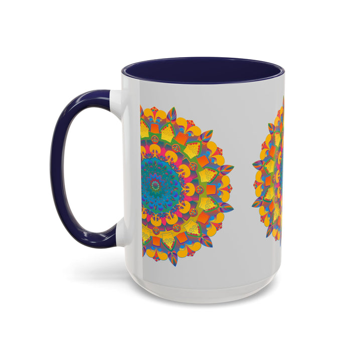 Colorful floral mandala art mug perfect for enjoying your favorite hot beverage