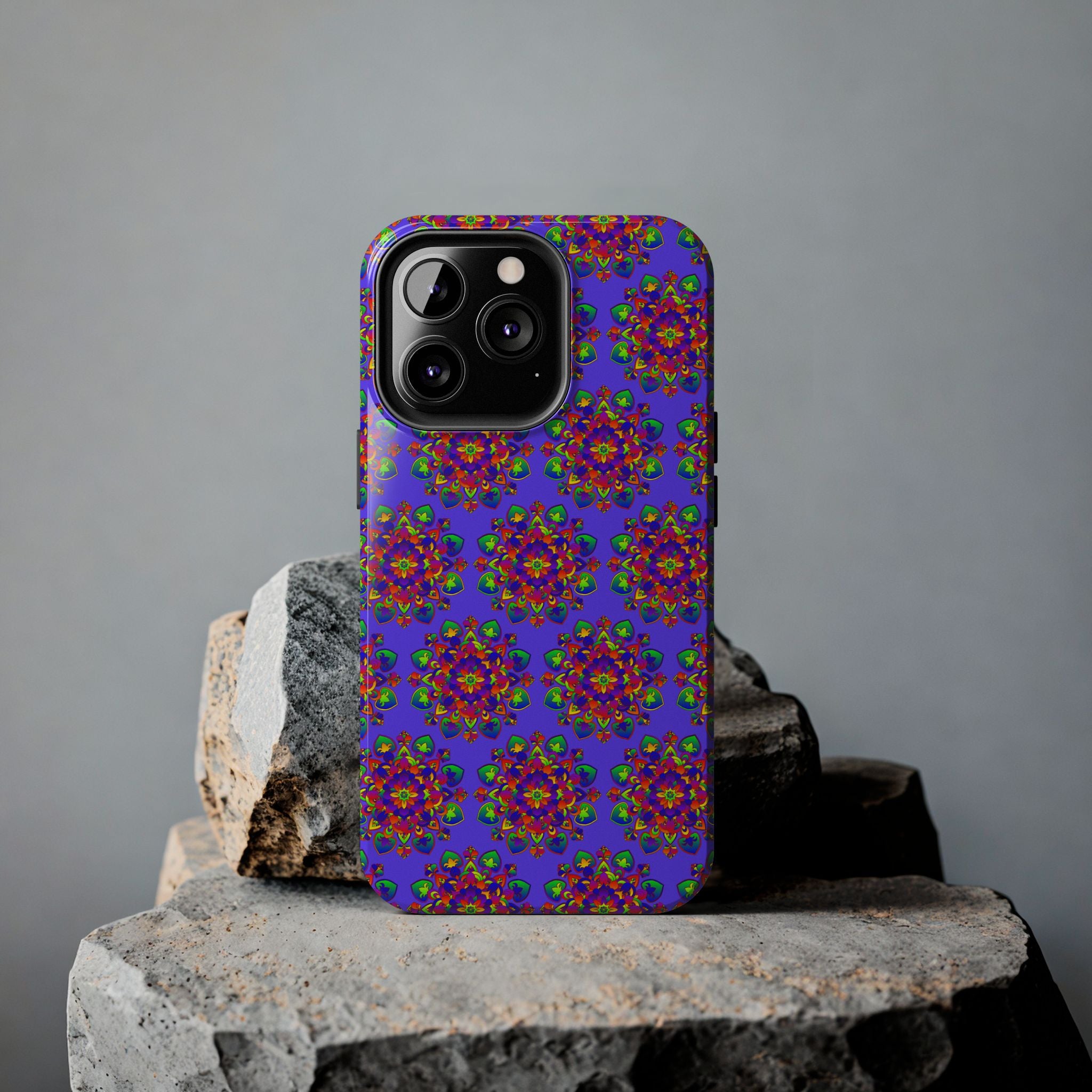 Tiled Hand Drawn Mandala Rainbow Phone Case - Standard alt text 74