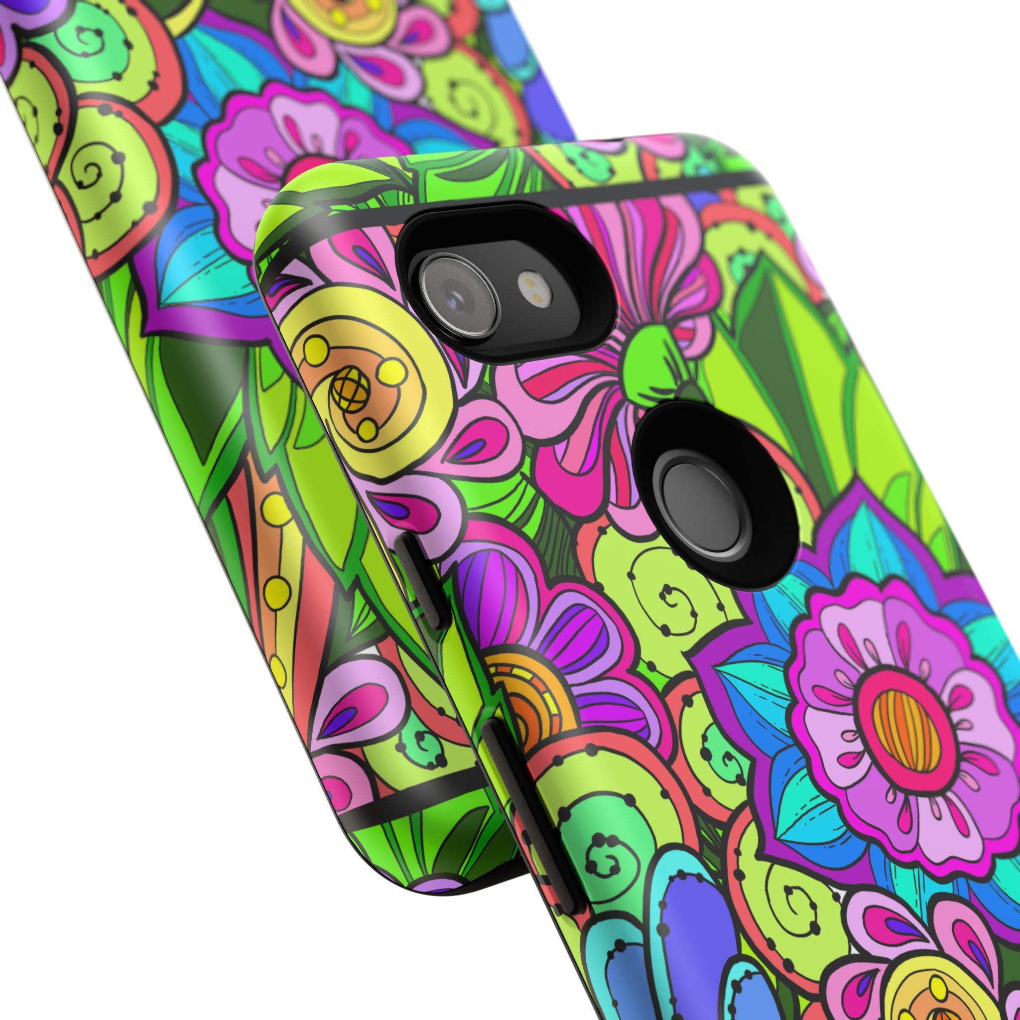 Floral Fantasy iPhone and Google Pixel Case in Bright Green Palette